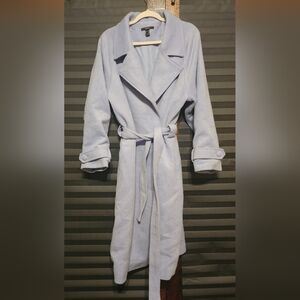 Elegant Light Gray Belted Coat Sz. XL